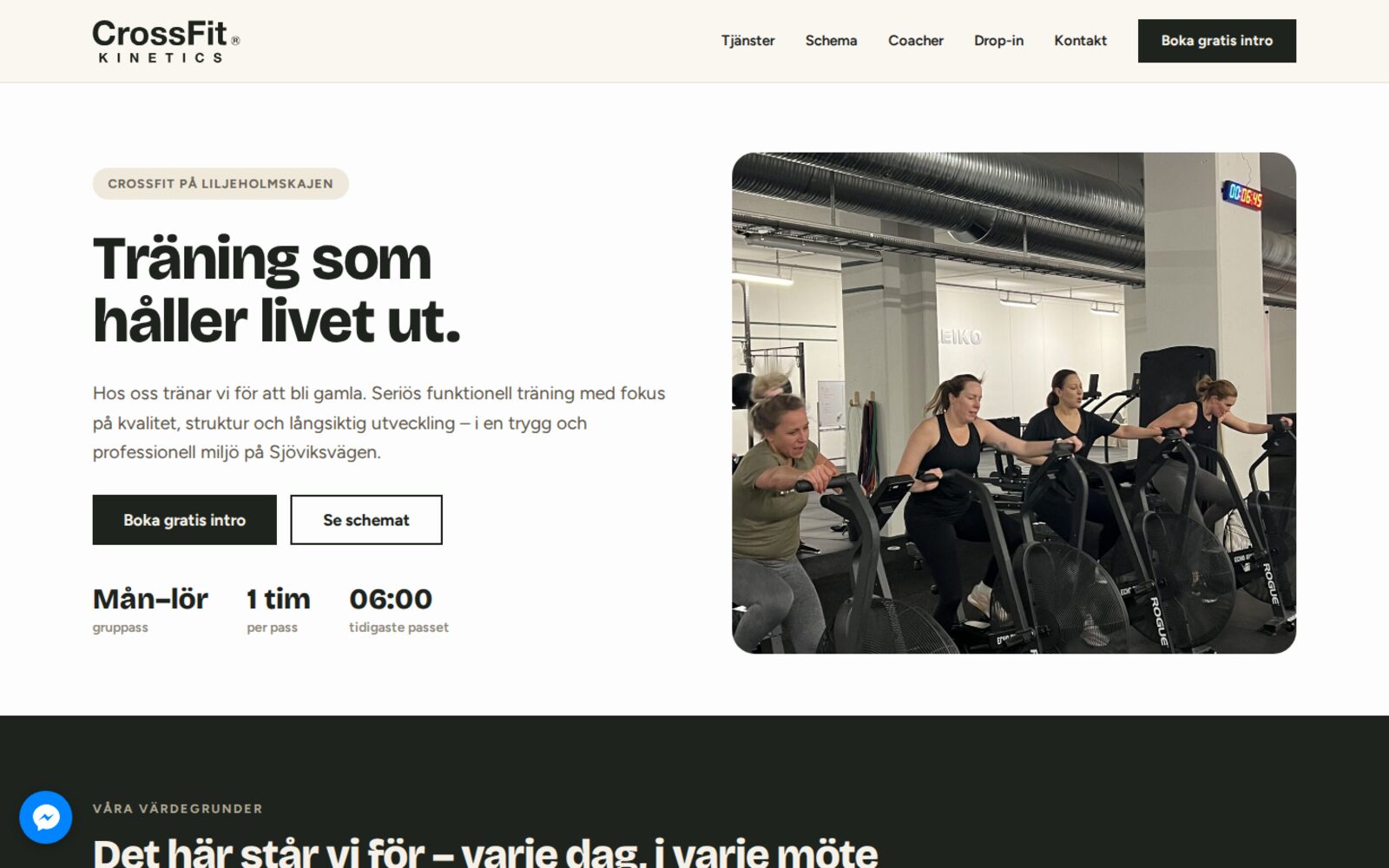 CrossFit Kinetics hemsida efter ombyggnaden