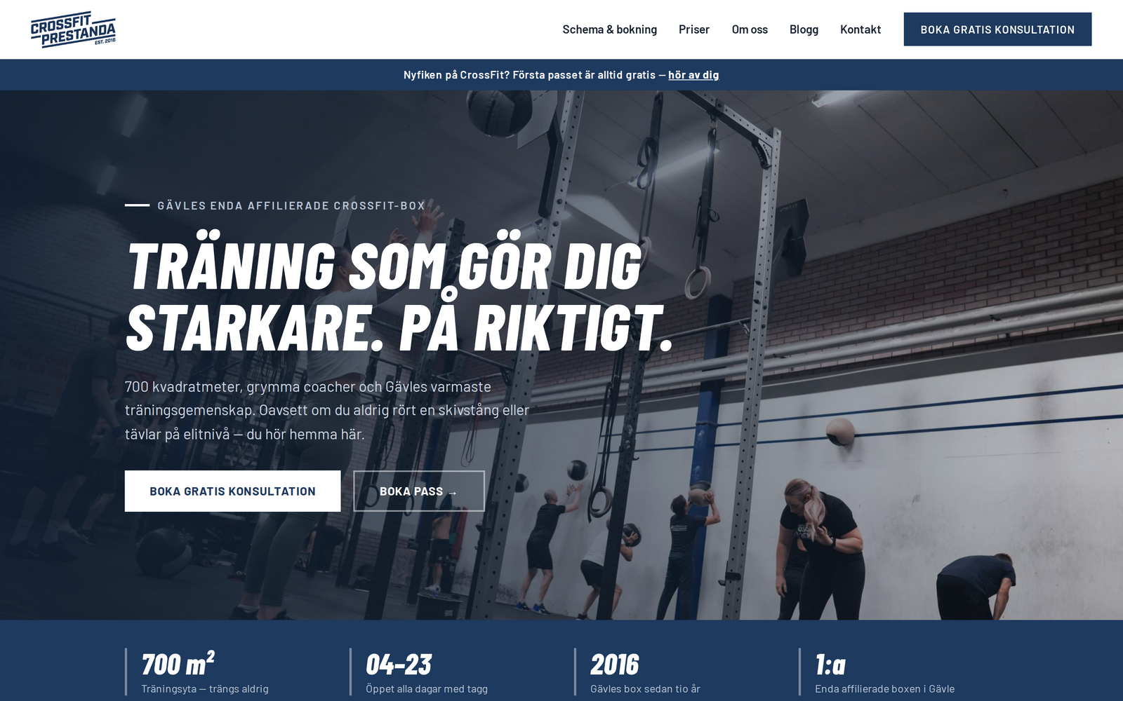 CrossFit Prestandas hemsida efter ombyggnaden